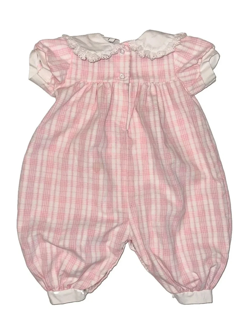 Vintage Baby Girl Plaid Ruffled One Piece Jumpsuit 3 Months